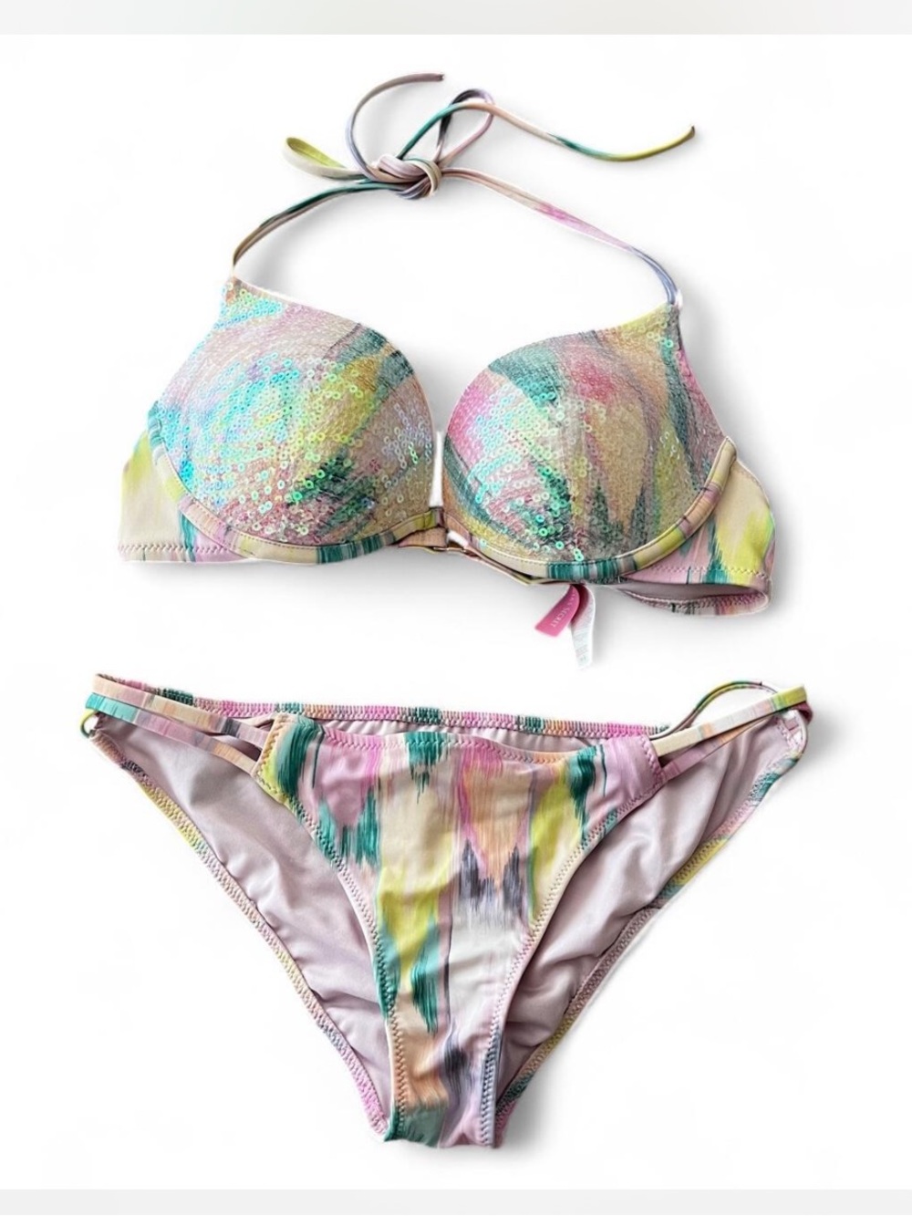 Victoria’s Secret Pastel Sequin Halter Bikini Set